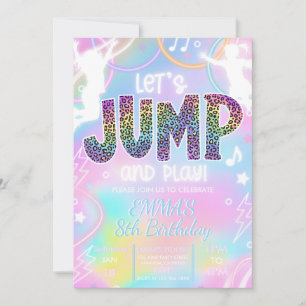 Verjaardagsuitnodiging Jump Party Meisjes Trampoli Kaart