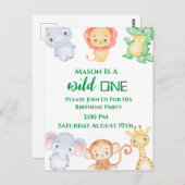 Verjaardagsuitnodiging Jungle Animals Postca Briefkaart (Voorkant / Achterkant)