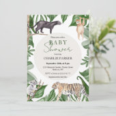 Verjaardagsuitnodiging Jungle Dieren Baby Shower Kaart (Staand voorkant)
