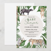 Verjaardagsuitnodiging Jungle Dieren Baby Shower Kaart (Voorkant / Achterkant)