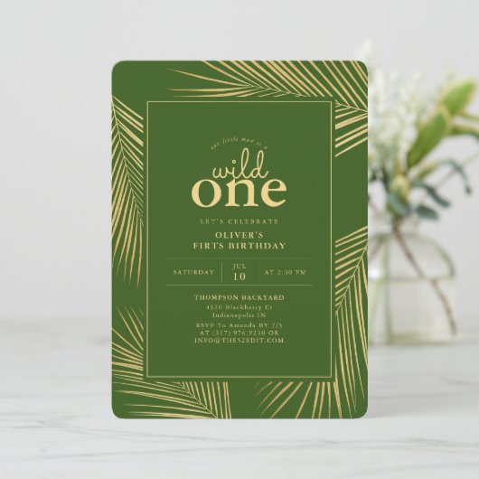 Verjaardagsuitnodiging Jungle Green Wild One Kaart (Staand voorkant)