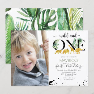 Verjaardagsuitnodiging Jungle Safari voor Wild One Kaart
