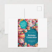 VERJAARDAGSUITNODIGING KAART (Voorkant / Achterkant)