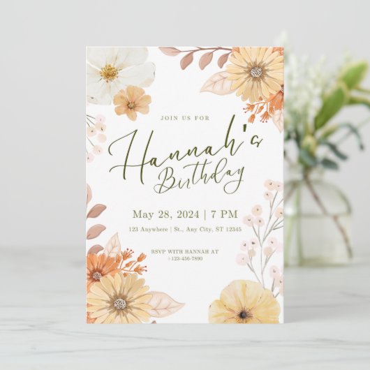 verjaardagsuitnodiging kaart (Staand voorkant)