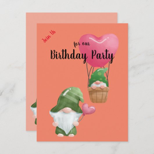 verjaardagsuitnodiging kaart (Voorkant / Achterkant)