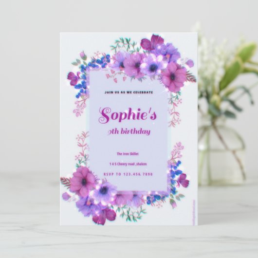 verjaardagsuitnodiging kaart (Staand voorkant)