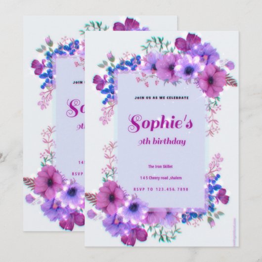 verjaardagsuitnodiging kaart (Voorkant / Achterkant)