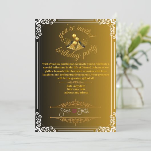 verjaardagsuitnodiging kaart (Staand voorkant)