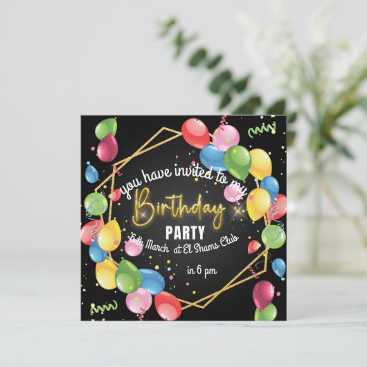 verjaardagsuitnodiging kaart (Staand voorkant)