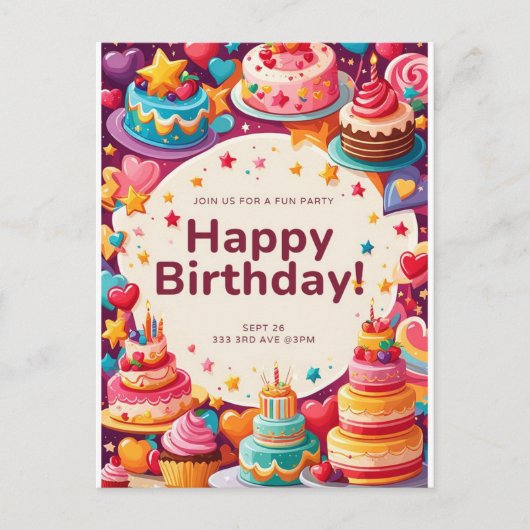 VERJAARDAGSUITNODIGING KAART (Voorkant)