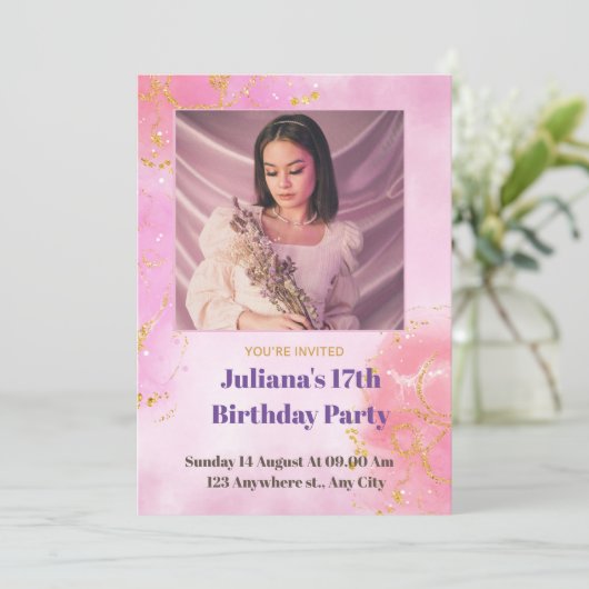 verjaardagsuitnodiging kaart (Staand voorkant)