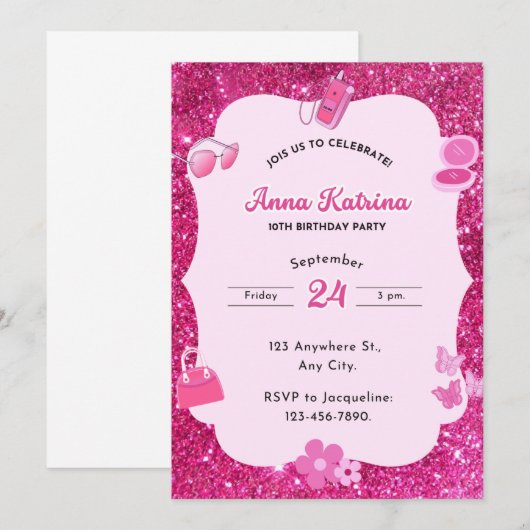 verjaardagsuitnodiging kaart (Voorkant / Achterkant)