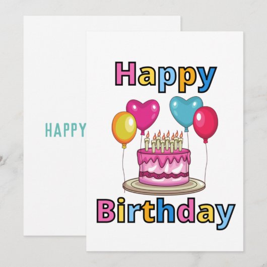 Verjaardagsuitnodiging Kaart (Voorkant / Achterkant)