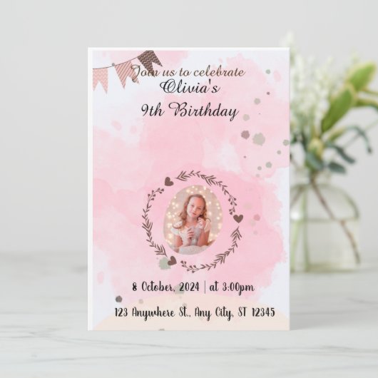 Verjaardagsuitnodiging Kaart (Staand voorkant)