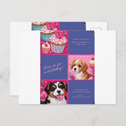 VERJAARDAGSUITNODIGING KAART (Voorkant / Achterkant)