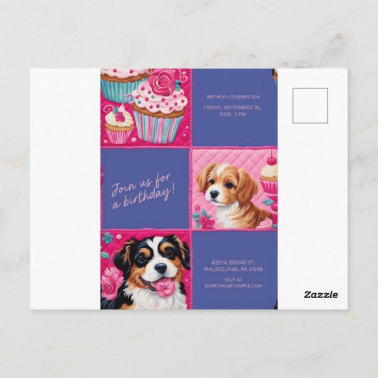 VERJAARDAGSUITNODIGING KAART (Achterkant)