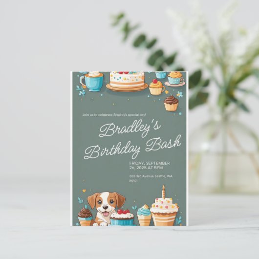 VERJAARDAGSUITNODIGING KAART (Staand voorkant)