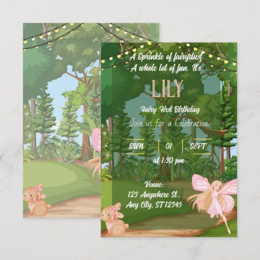 verjaardagsuitnodiging kaart (Voorkant / Achterkant)