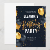 verjaardagsuitnodiging kaart (Voorkant / Achterkant)