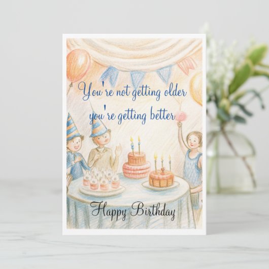 Verjaardagsuitnodiging Kaart (Staand voorkant)