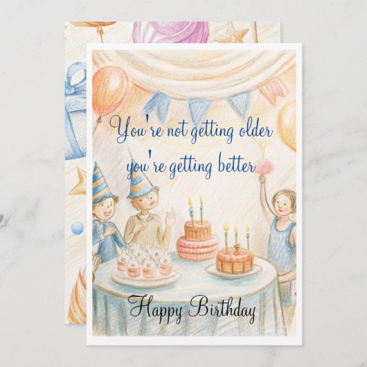 Verjaardagsuitnodiging Kaart (Voorkant / Achterkant)