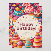 VERJAARDAGSUITNODIGING KAART (Voorkant / Achterkant)