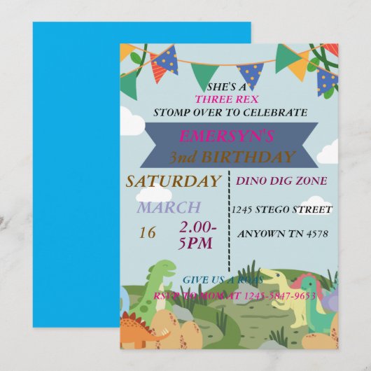 VERJAARDAGSUITNODIGING KAARTEN (Voorkant / Achterkant)