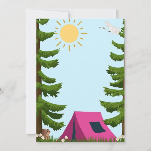 Verjaardagsuitnodiging kamperen kaart (Achterkant)