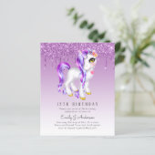 VERJAARDAGSUITNODIGING Kinderfeestje Paarse Eenhoo (Staand voorkant)
