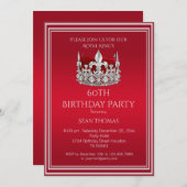 Verjaardagsuitnodiging King's Ruby Red Crown Man Kaart (Voorkant / Achterkant)