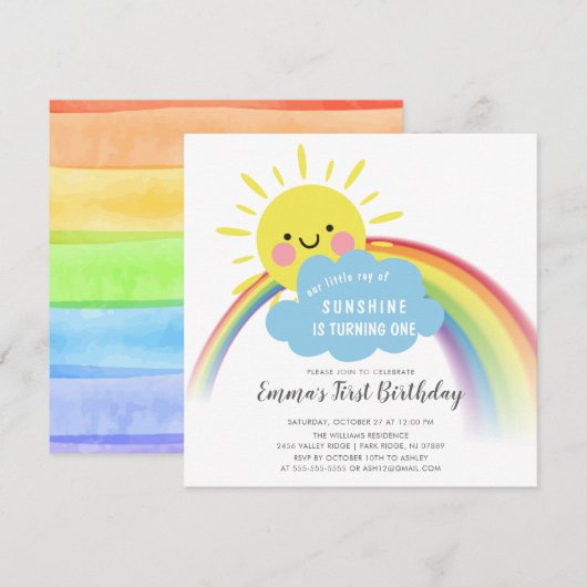 Verjaardagsuitnodiging Kleine Straal Zonneschijn Kaart (Voorkant / Achterkant)