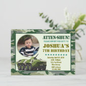 Verjaardagsuitnodiging leger kaart (Staand voorkant)