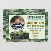 Verjaardagsuitnodiging leger kaart (Voorkant / Achterkant)
