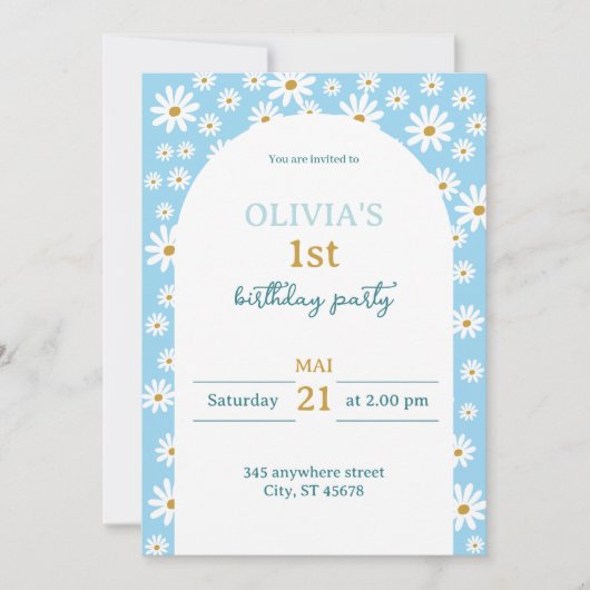 Verjaardagsuitnodiging Lente Bloemen  Kaart (Voorkant)