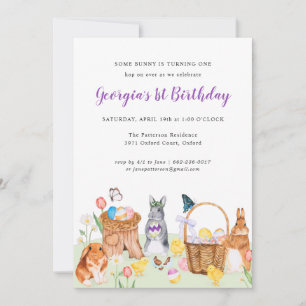 Verjaardagsuitnodiging 'Little Bunny Spring Greene