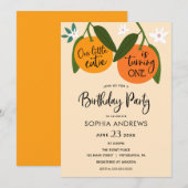 Verjaardagsuitnodiging Little Cutie Orange Kaart (Voorkant / Achterkant)