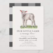 Verjaardagsuitnodiging Little Lamb Kids Kaart (Voorkant / Achterkant)
