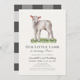 Verjaardagsuitnodiging Little Lamb Kids Kaart