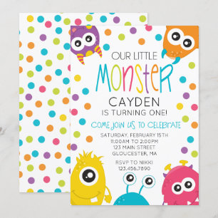 Verjaardagsuitnodiging Little Monster Birthday Par Kaart