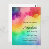 Verjaardagsuitnodiging met abstract ontwerp in reg briefkaart (Voorkant / Achterkant)