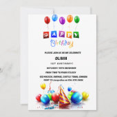 Verjaardagsuitnodiging met ballonnen kaart (Voorkant)