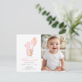 Verjaardagsuitnodiging met Beary First Teddybeer f Briefkaart (Staand voorkant)