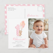 Verjaardagsuitnodiging met Beary First Teddybeer f Briefkaart (Voorkant / Achterkant)