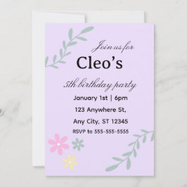 Verjaardagsuitnodiging met bewerkbare bloem kaart