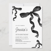 Verjaardagsuitnodiging met Black Bow Kaart (Voorkant)