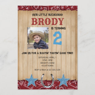 Verjaardagsuitnodiging met Buckaroo Cowboy thema Kaart
