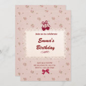 Verjaardagsuitnodiging met charmante bloemenslinge kaart (Voorkant / Achterkant)