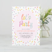 Verjaardagsuitnodiging met confetti kaart (Staand voorkant)