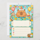 Verjaardagsuitnodiging met Cute Capybara Yuzu Onse (Voorkant)