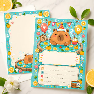 Verjaardagsuitnodiging met Cute Capybara Yuzu Onse